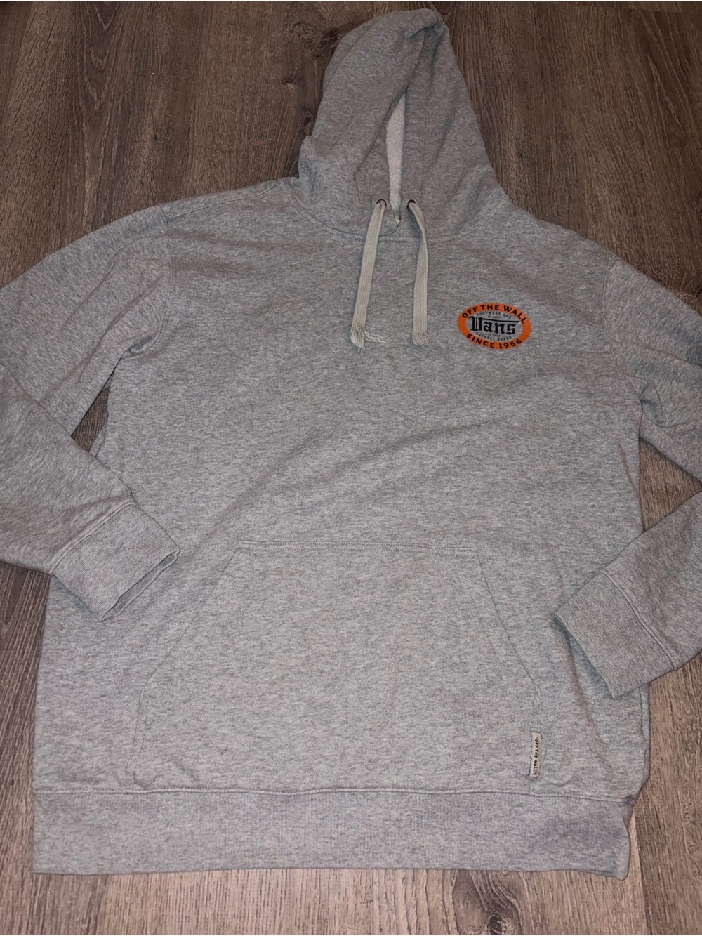 Vans Heather Gray Pullover Hoodie with Orange Chest Logo